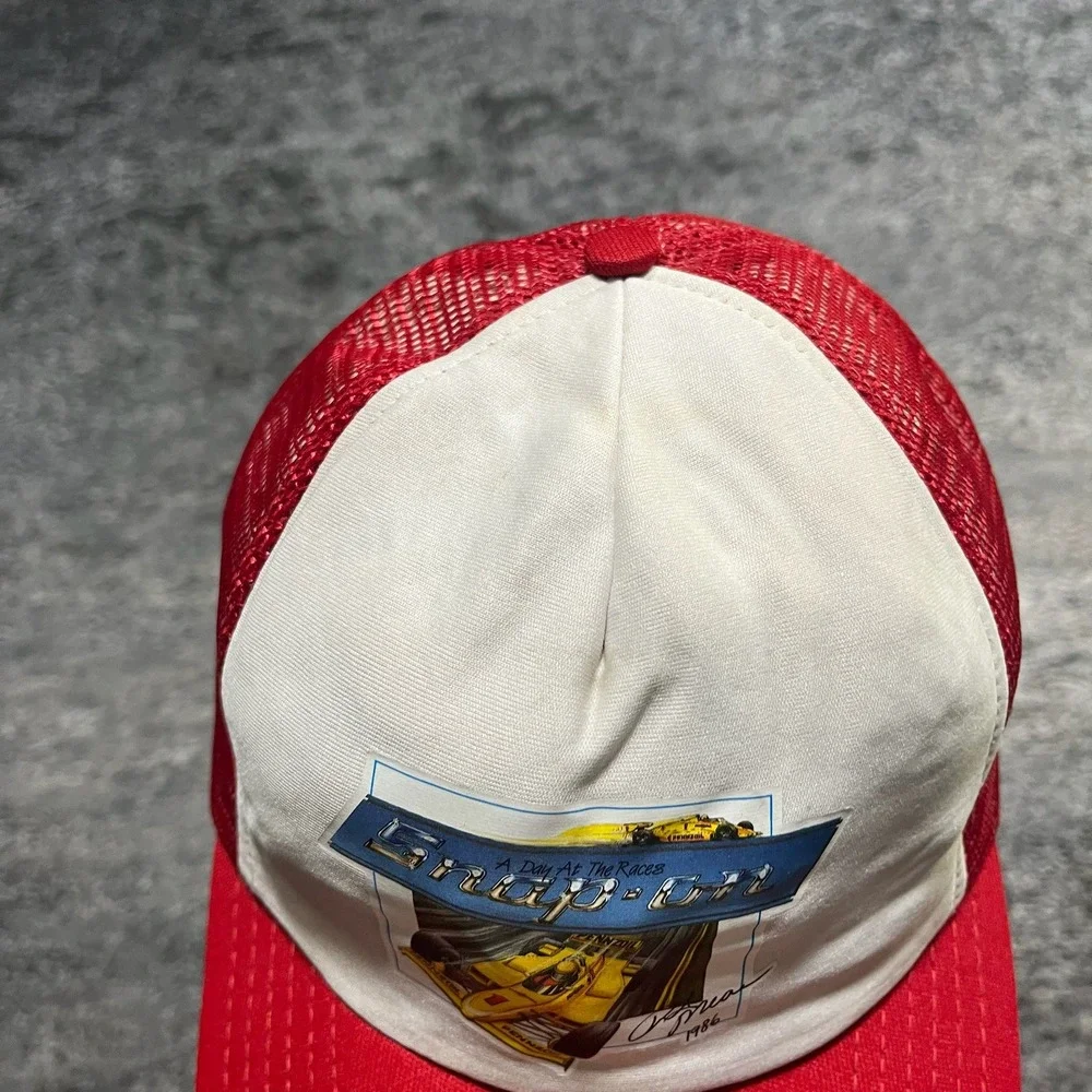 Vintage 80s Snap-On Tools Trucker Hat Mesh Snapback Indy‎ Racing Rick Mears USA